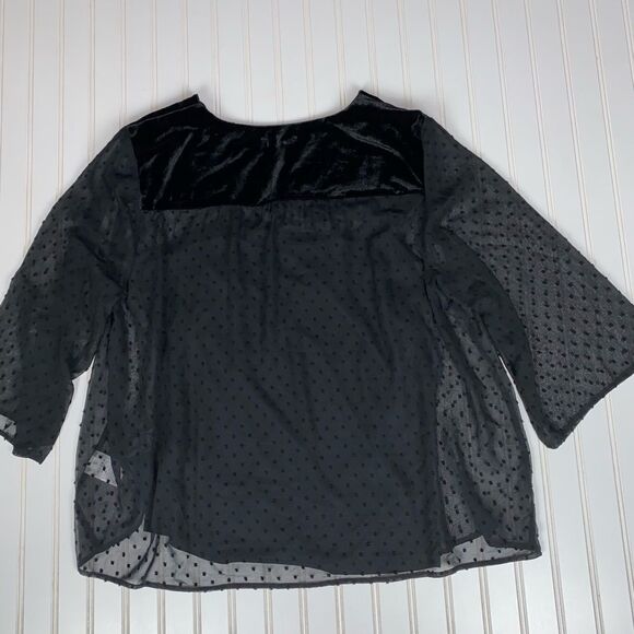 Style & Co Plus Size Swiss-Dot Velvet-Yoke Top Eyelet Black 3X NWT - Picture 8 of 10
